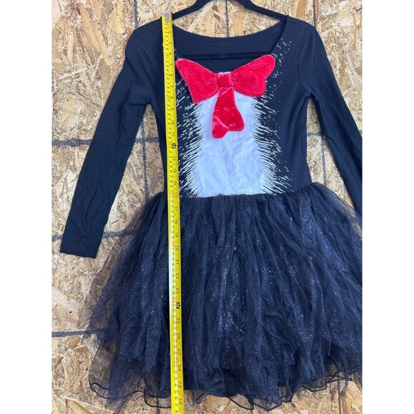 Dr. Seuss Cat in the Hat Tulle Glitter Tutu Dress Black Red Velvet Bow Girl's M - Picture 5 of 8